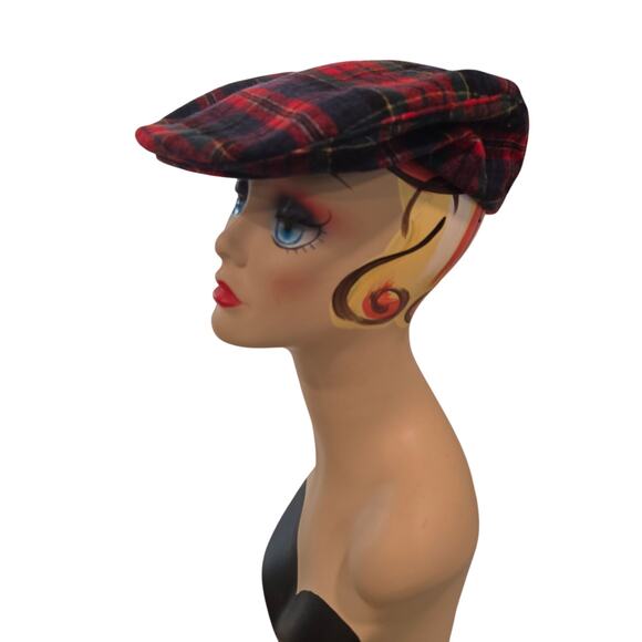 Vintage Pendleton Red Tartan Plaid Newsboy Hat L Prepcore Ivy League Wool Cap main image 8